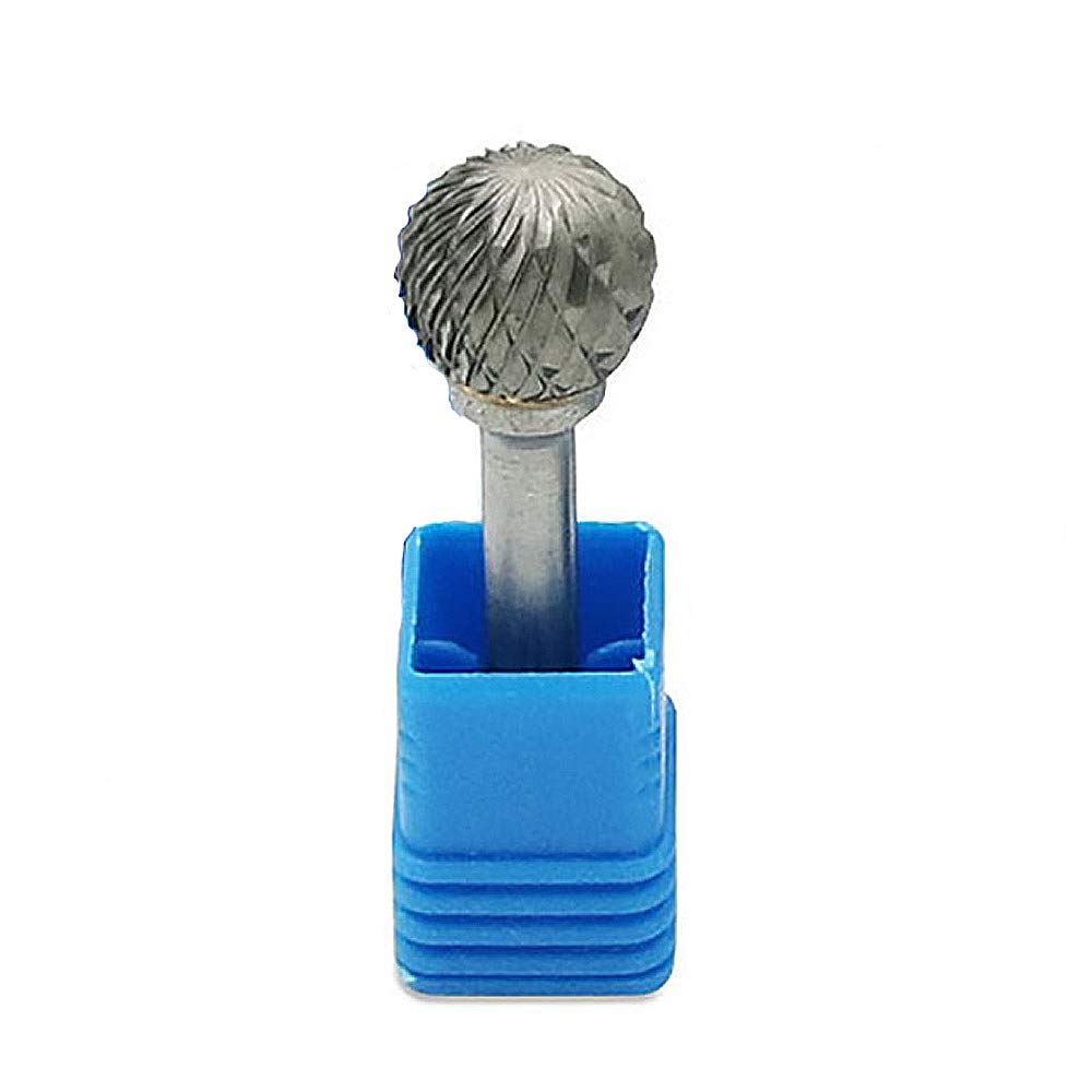 Rotary File Cutter POWERTOOL 6mm Shank Wood Carving Drill Bits Tungsten Carbide Ball Head Rotary Burr for DIY Woodworking, Drill Engraving (Double Slot, 16x14mm)