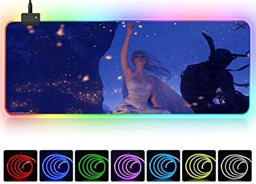 Mouse pad RGB Gaming Mouse pad Anime Cute Girl Cool Angel Demon Personality Oversized Mouse pad Desk mat Computer mat