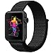 INTENY Sport Band Compatible with Apple Watch 44mm, Soft Lightweight Breathable Nylon Sport Loop, Strap Replacement for iWatch Series 4 (Dark Black, 44mm)