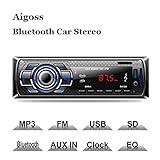 Aigoss Bluetooth Car Stereo, 4x60W Digital Media Receiver with Remote Control, Car Speakerphone Hand-Free Call, Support USB/SD/Audio Receiver/MP3 Player/FM