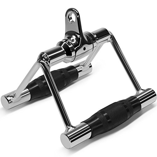 Yes4All Seated Row Double D Handle Cable Attachment â€“ Double D Grip / Double Row Handle for Cable Attachment â€“ 360Â° Steel Swivel (Chrome, Rubber)