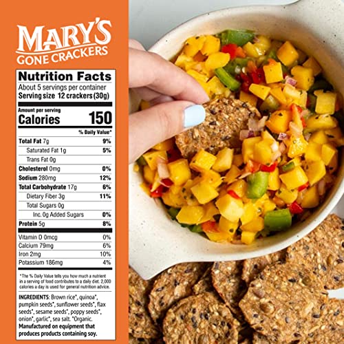 Mary's Gone Crackers Super Seed Crackers, Everything, 5.5 Ounce (Pack of 6), Organic Plant Based