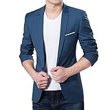 VOBAGA Men's Slim Fit Casual One Button Suit Blazers Blue XXXL
