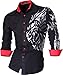 Jeansian Men's Slim Fit Long Sleeves Casual Shirts Z030 Black XL