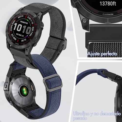 BTTNG Elastic Strap Compatible with Garmin Fenix 7/7 Pro/Fenix 6/6 Pro/Fenix 5/5 Plus, 22mm Quick Fit Nylon Elastic Wristband for Garmin Forerunner 965/955/945/935/Epix 2/Quatix 5/6/7