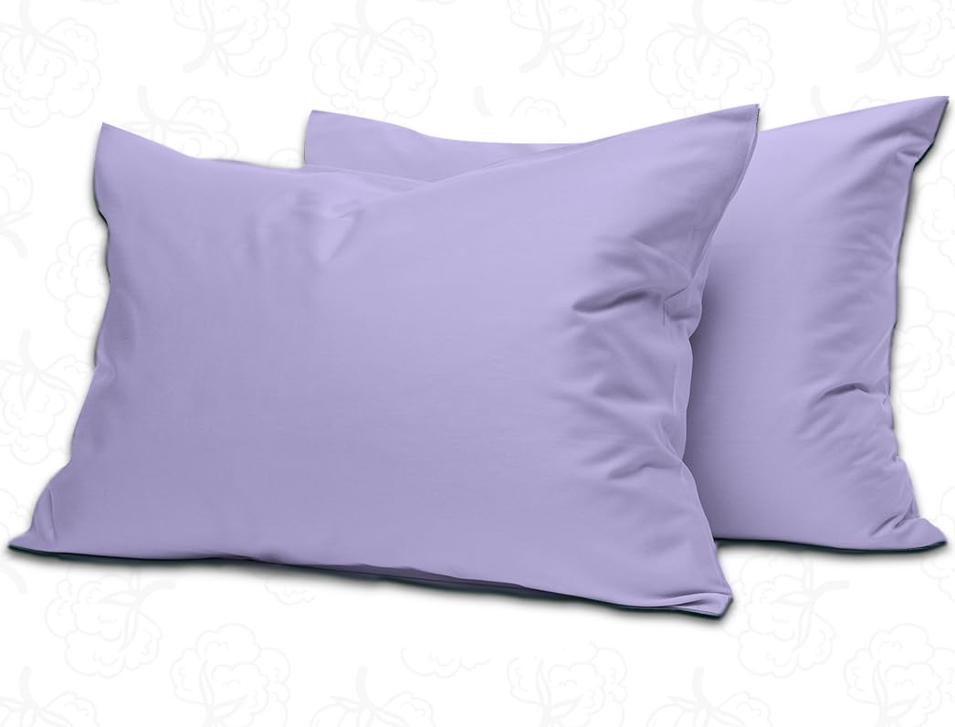 MistyMorning Pillow Cases 2 Pack Soft & Premium Quality Bedding & Linen, Egyptian Cotton 200 Thread Count, Breathable & Envelope Closure in Standard Size (50x75+15 cm) (Lilac, Pack of 2) — image 1