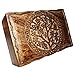 Vrinda® Hand-Carved Wooden Box - Decorative Treasure Chest Box - Tree of Life Pattern - Exquisite Storage Solution - Ideal for Jewellery, Watches, Others - Brown, 9X6 Inch