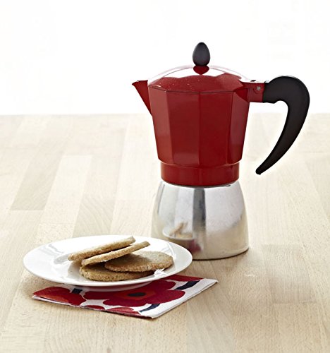 image for IMUSA USA B120-42T Aluminum Stovetop Coffeemaker 3-Cup, Red