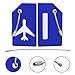 Silicone Luggage Tag with Name ID Card Perfect to Quickly Spot Luggage Suitcase (Plane 2Pcs Blue)