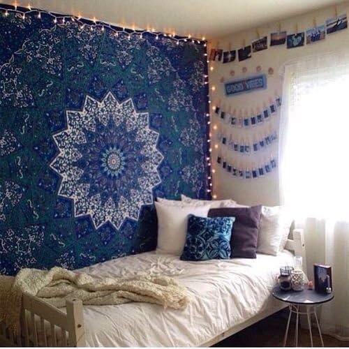 Tapestry Blue Bohemian Mandala Throw Indian Tapestry Hippie Boho Room Decor Tapestries Wall Hanging Ethnic Decorative Tapestry by Ultimate All