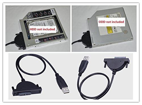 Deyoung 2nd HDD SSD Hard Drive Caddy for iMac 21" 24" 27" Late 2009 2010 2011 2012 2013 2014 SuperDrive + USB 2.0 Cable