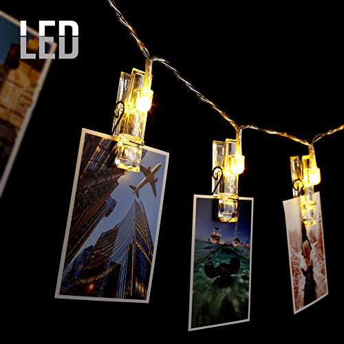 MZD8391 20 Photo Clips String Lights/Holder, Indoor Fairy String Lights for Hanging Photos Pictures Cards and Memos, Ideal gift photo clip holder Warm White - Thumbnail 3