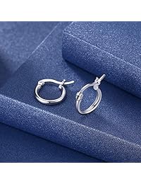 Pendientes de aro de plata de ley con cierre pequeño en oro, oro rosa, plata para mujeres y niñas