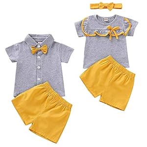 Crystallly Baby Meisjes Jongens Short-Sleeved T Tops Shirt Brother Shorts en Eenvoudige Stijl Zuster Bijpassende Outfit…