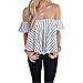 BOBIBI Women's Blouse Off Shoulder Striped Summer Casual Shirt Tops