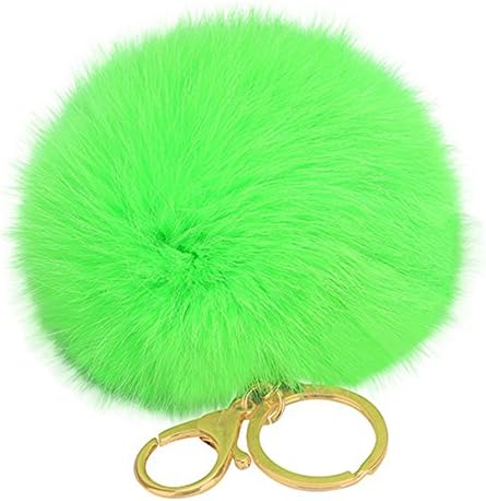 tallahassee Furry Ball Keychain Bag Hanging Rabbit Fur Key Ring - Grass Green