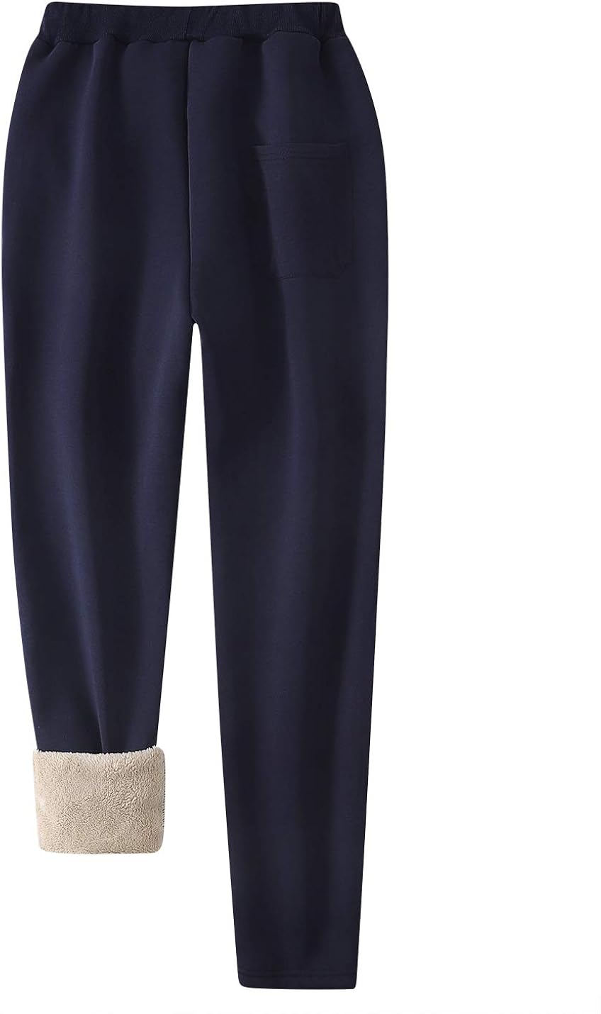 Flygo Women's Warm Fleece Joggers Pants Sherpa Lined Running Active Sweatpants: Clothing