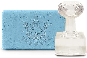 CRASPIRE Handmade Soap Stamp Bottle Crystal Eye Acrylic Soap Stamp with 1.57" Removable Handle Embossing Soap Stamps Soap Mak