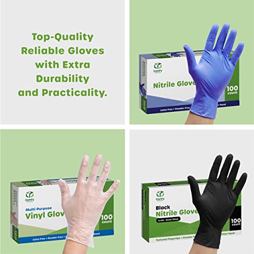 Comfy Package [100 Count 8 Mil HEAVY DUTY Disposable Orange Nitrile Gloves Heavy-Duty, Industrial, Diamond Texture