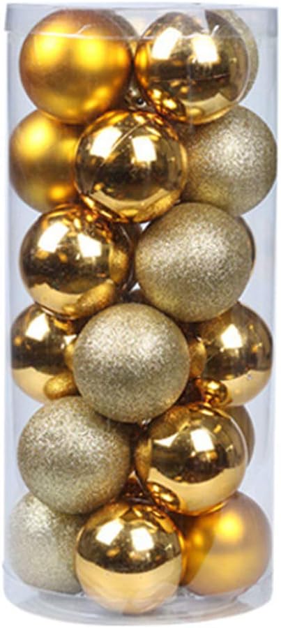 Tree Trays & Mats - newshijieCOb 24Pcs Christmas Balls Baubles, Christmas Tree Hanging Ornaments Christmas New Year Party Holiday Decorations Yellow