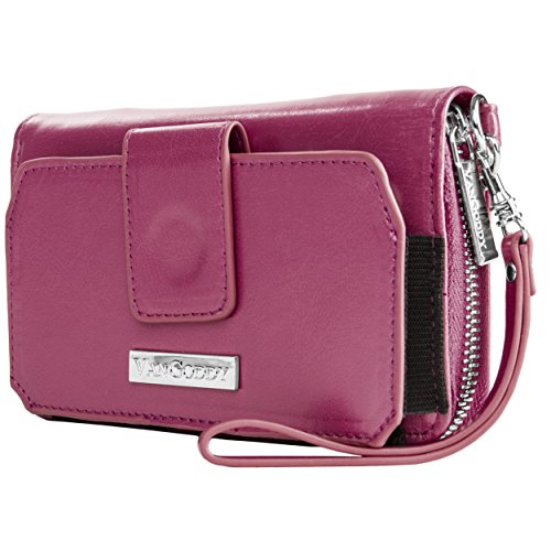 VanGoddy Purple Zippered Wallet Case Suitable for LG Smartphones Up To 6inch