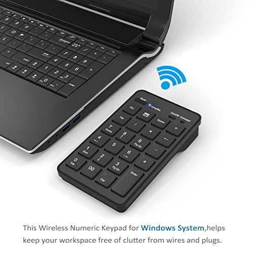Cateck Bluetooth Wireless Keypad, Wireless 23 Keys Numeric keypad Bluetooth Numeric Keyboard for Windows Laptop Desktop Computer PC, Black - Thumbnail 5
