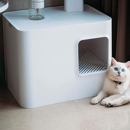 Eth Reine Externe Semi Fermee Bac A Litiere Fermee Anti Eclaboussures Piege Deodorant Toilette Chat 51 5 39 38 1cm Durable Couleur White Amazon Fr Cuisine Maison