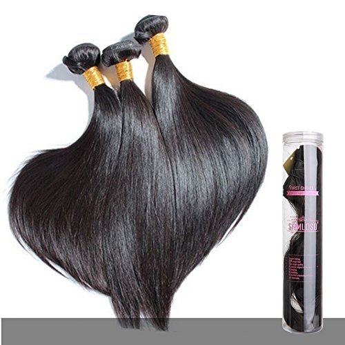 Samloso 14inch Silky Natural Straight, Brazilian Human Hair Extension for Love Beautiful Female, 100g/bundle-unprocessed Black