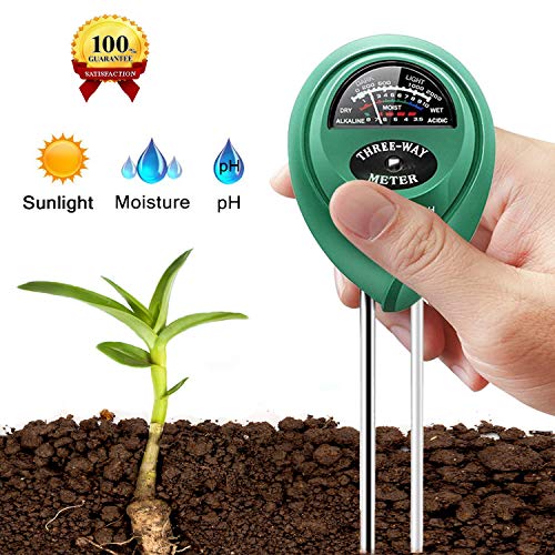 YIDENG Soil Tester Meter, 3-in-1 Soil Test Kit for Moisture/Light/Ph Moisture Meter for Garden Farm Lawn Plant Herbs Indoor Outdoors (No Battery Needed) Plant Care Soil Ph Meter (Round)