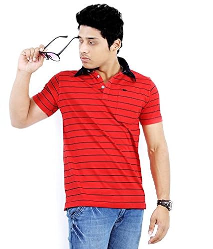 red shirt with black lines