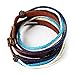 Handmade Multilayer Wraps Colorful Cords Leather Bracelet Blue