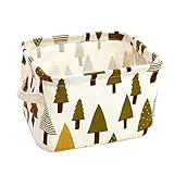 UQueen Fashion Creative Household Desktop Ambry Cotton Linen with handle Sundry Cloth Cosmetic Storage Basket Box Case Organizer (Tree)