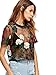 MakeMeChic Women's Embroidered Applique Sheer Mesh Blouse Top 6-Multicolor M