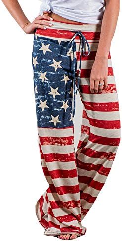 MOONHOUSE Fashion Women's British Flag Drawstring Wide Leg Pants Leggings