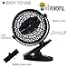 Battery Powered Fan Clip on Rechargeable Portable Mini USB for Table Stroller Outdoor, Black