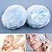 WXJ13 2 Pcs 4 inch Large Blue Fluffy Powder Puff for Body and Transparent Storage Box, Round Powder Loose Puff with Ribbon Bow Handle for Face & Body