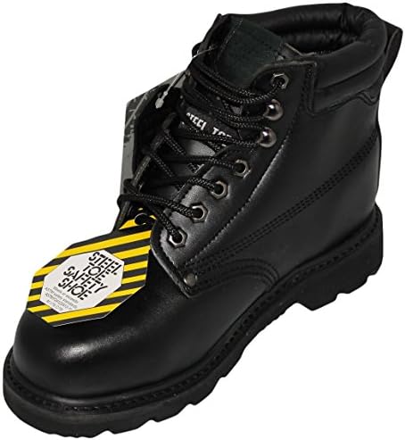 Men's Construction Steel Toe &amp; Oil Resistant Leather Work Boots In Wheat &amp; Black Sizes 6-13 (9, Black)