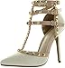 Wild Diva Women's Studded High Heel Double Strap Pointed Toe Pumps