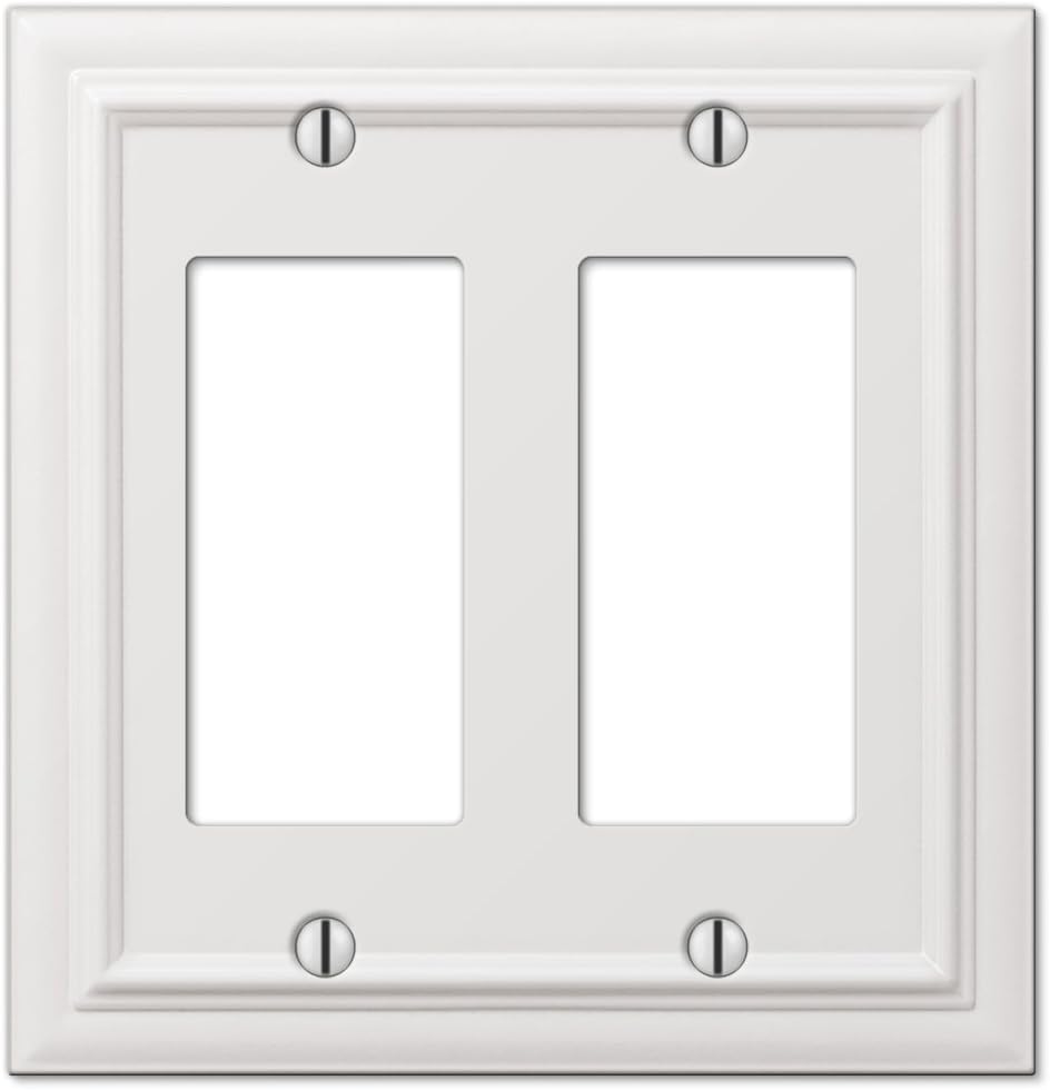 Amerelle Continental Double Rocker Cast Metal Wallplate in White