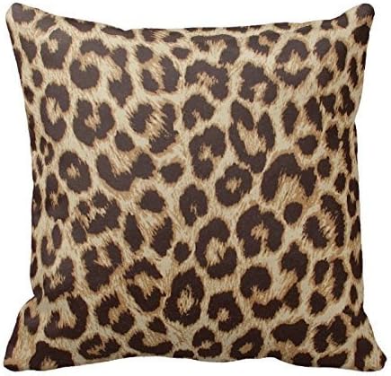 Classic Brown Leopard Print Decorative Square Throw Pillow Case Cover Animal Pattern Zippered 18X18 Inches