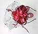 Fascinators Hair Clip Headband Pillbox Hat Bowler Feather Flower Veil Wedding Party Hat, Burgundy, One Size