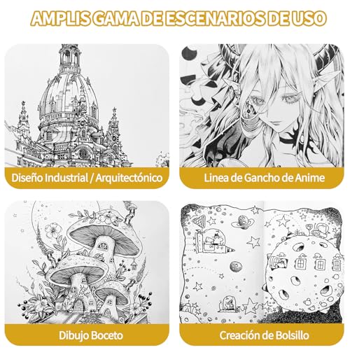 Estilografos, 21 Piezas Plumas de Dibujo Negro, Plumas de Caligrafía Arte Punta Fino con 0.15-3MM de Delineador Fino, Rotuladores Punta Fina, Adecuado para Dibujos Finos, Cómics, Diseño Arquitectónico