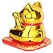 Set of 2 Small White & Gold Happy Beckoning Fortune Happy Cats Maneki Neko Solar Toy Home Decor Business Part Gift ~WPYST