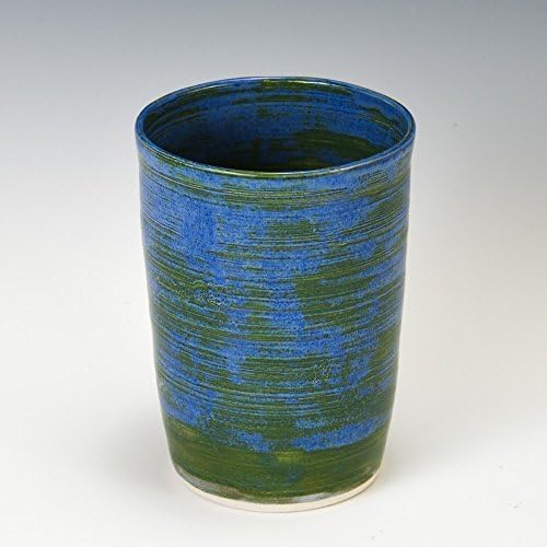Porcelain Pottery mug / spoon / brush / pencil holder - greenish blue tea- coffee mug - gift - high fired glazed - wine glass