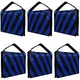 Julius Studio Sandbag 6 Packs of Heavy Duty Photographic Sandbag Blue Stripe, Video Photo Studio Weight Bag for Light Stand Tripod, Boom Arm Stand, 20 lbs Max Capacity Saddlebag, JSAG254