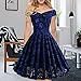 Women's Vintage Off Shoulder Hi-Lo Floral Lace Wedding Cocktail Formal Swing Dress Medium Blue(off Shoulder)