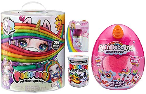 Poopsie Slime Surprise Unicorn, Rainbocorn, JoJo Siwa Unicorn Lip Gloss Slime Surprise Slime Bundle (Orange rainbocorn)