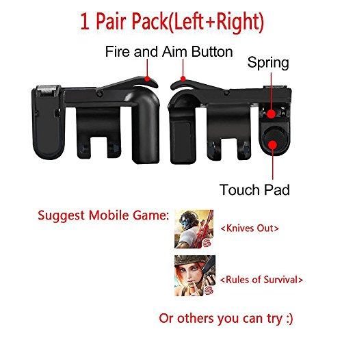 Bomach Mobile Game Controller,1 Pair Sensitive Fire Shoot Gaming Trigger Button L1R1 Aim Keys Shooter Controller Gamepad and 1Pcs Free Mobile Joystick for iPhone,Android Smart Cell Phone PUBG