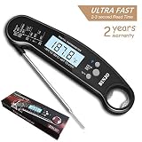 Digital Meat Thermometer for Grilling, IP67 Waterproof Kitchen Cooking Thermometer with Highly Sensitive Probe, Food Thermometer Instant-Read with Calibration and Backlit Function for BBQ Coffee Candy