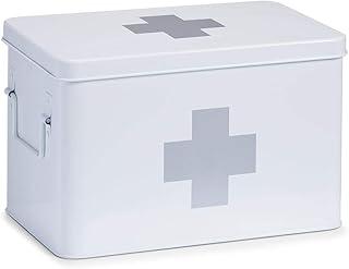 Zeller 18119 Medizin-box, weiß, Metall, ca. 32 x 19,5 x 20 cm